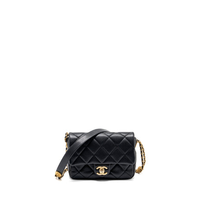 Chanel Twist your button quilted flap bag caviar black  (microchip)