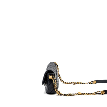 Chanel Twist your button quilted flap bag caviar black  (microchip)