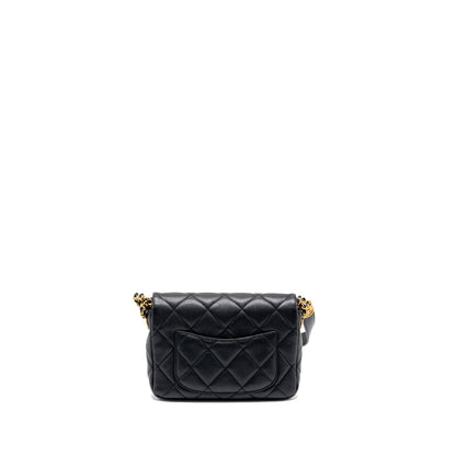Chanel Twist your button quilted flap bag caviar black  (microchip)