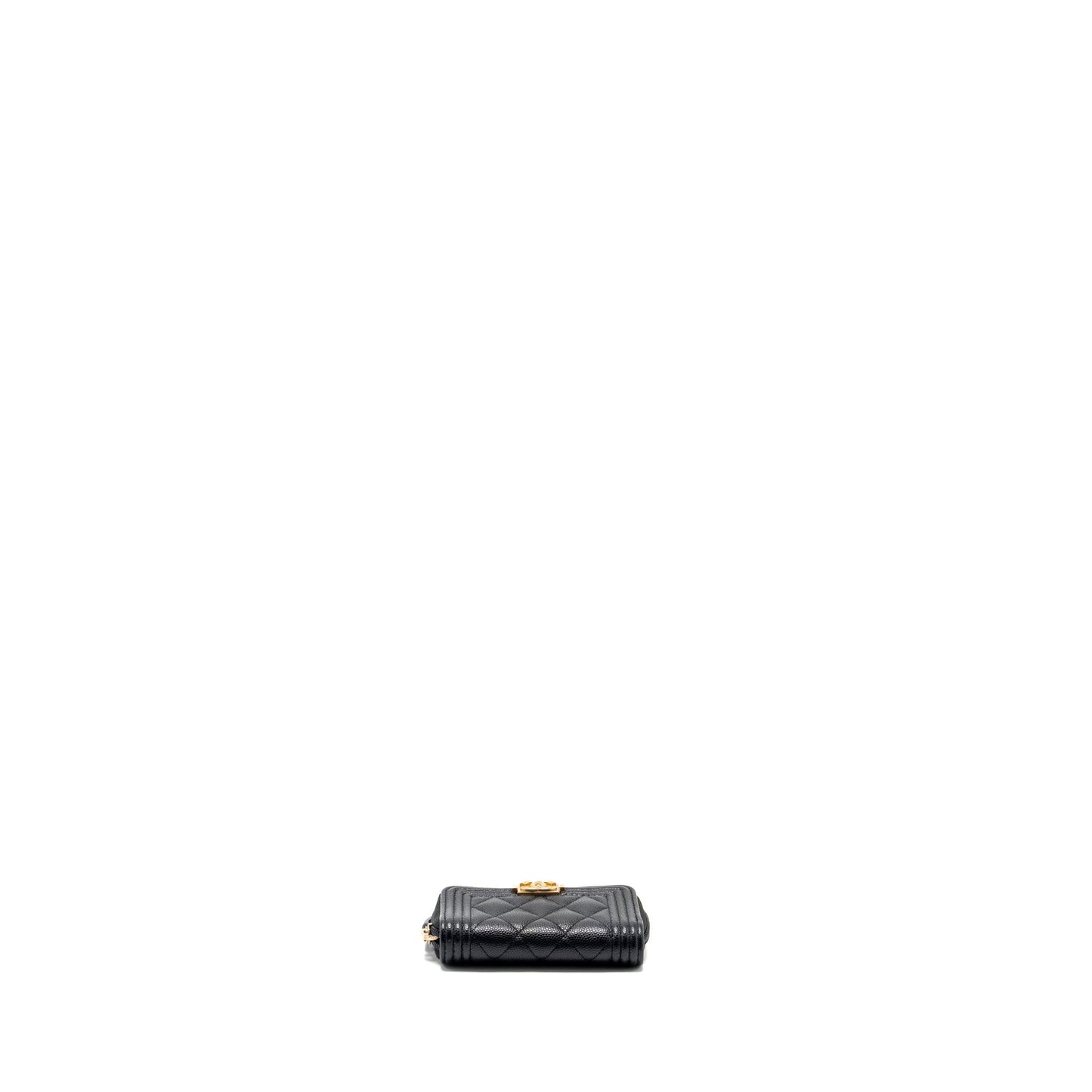 Chanel boy zip card holder caviar black