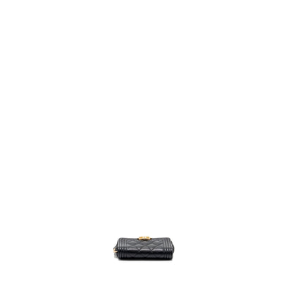 Chanel boy zip card holder caviar black