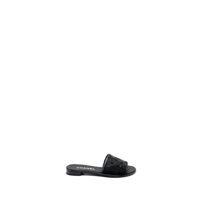 Chanel Size 38 CC Logo Sandals Black