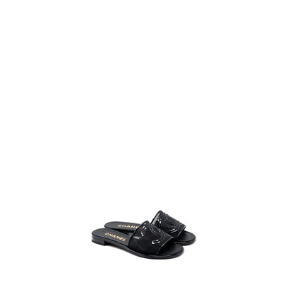 Chanel Size 38 CC Logo Sandals Black
