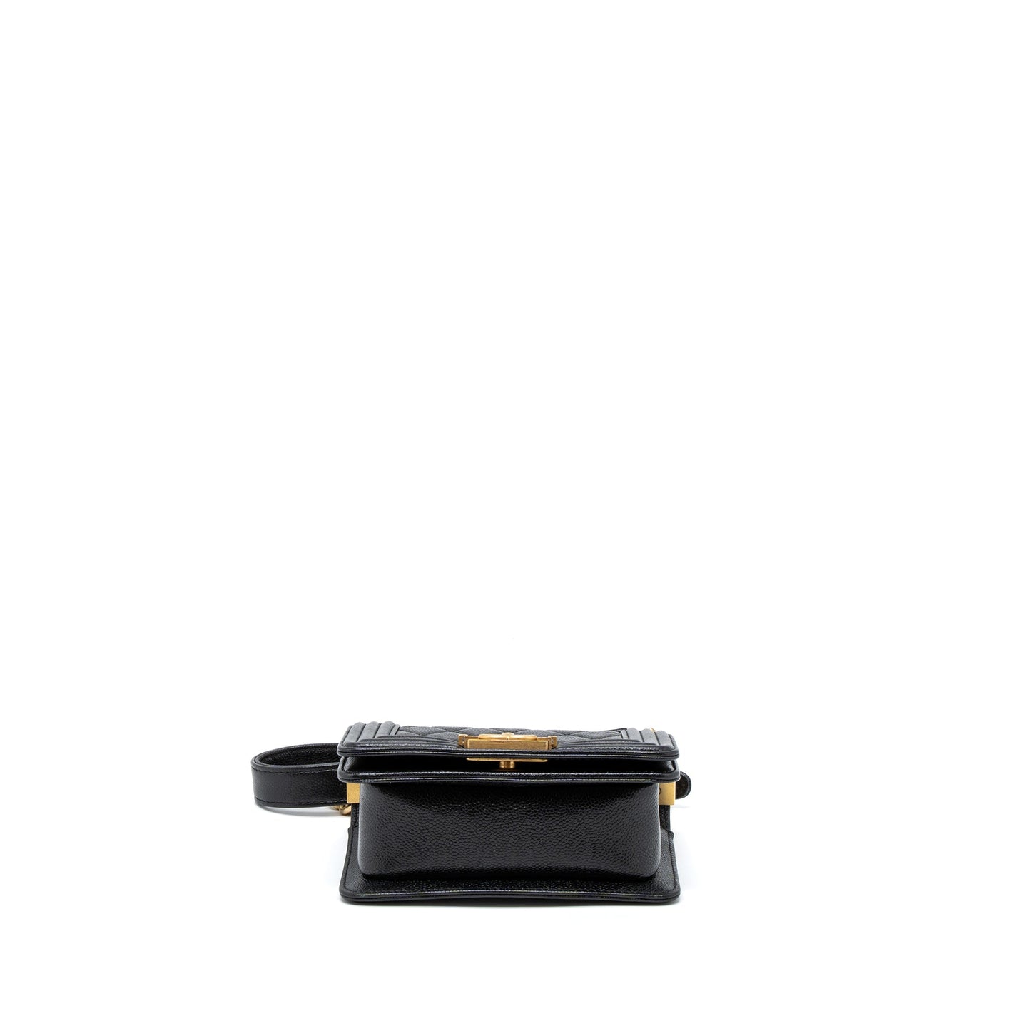 Chanel Super Mini Boy Bag Caviar Black Brushed  (Microchip)
