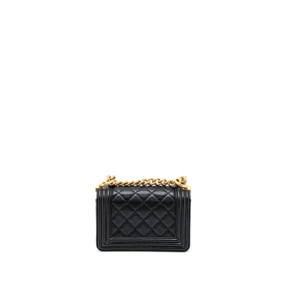 Chanel Super Mini Boy Bag Caviar Black Brushed  (Microchip)