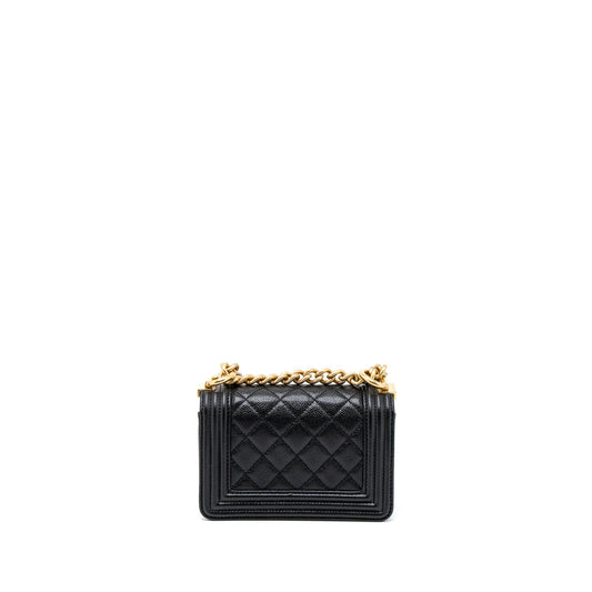 Chanel Super Mini Boy Bag Caviar Black Brushed  (Microchip)