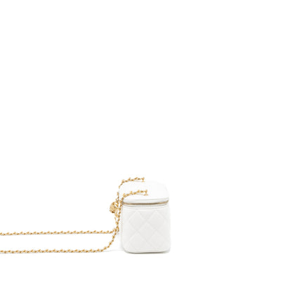 Chanel Pearl Crush Long Vanity with Chain Lambskin White Brushed  (Microchip)