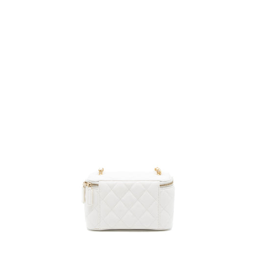Chanel Pearl Crush Long Vanity with Chain Lambskin White Brushed  (Microchip)