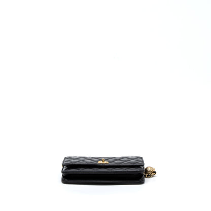 Chanel Pearl Crush Wallet On Chain Lambskin Black Brushed  (Microchip)