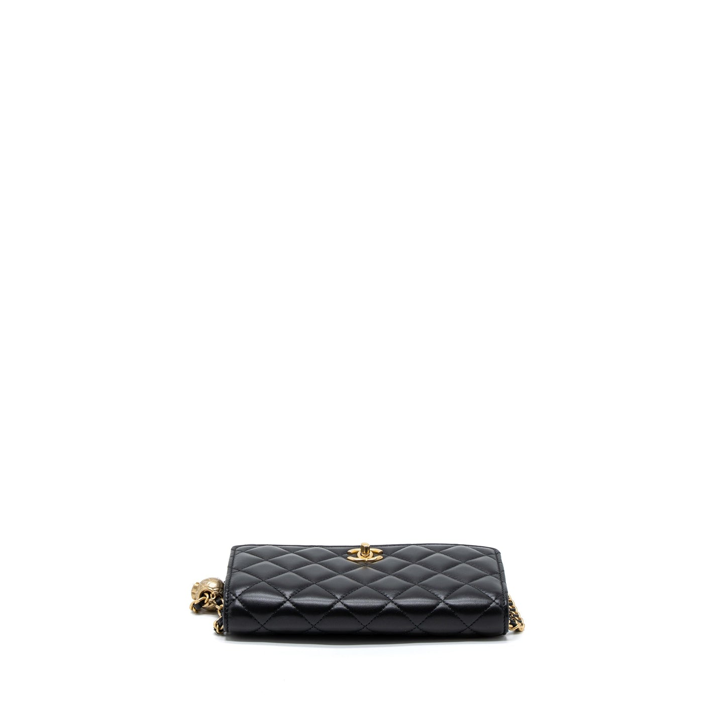 Chanel Pearl Crush Wallet On Chain Lambskin Black Brushed  (Microchip)