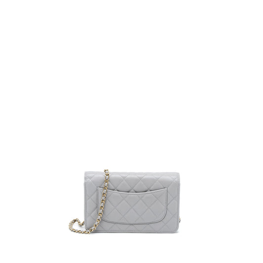 Chanel Classic Wallet on Chain Caviar Light Grey L (Microchip)