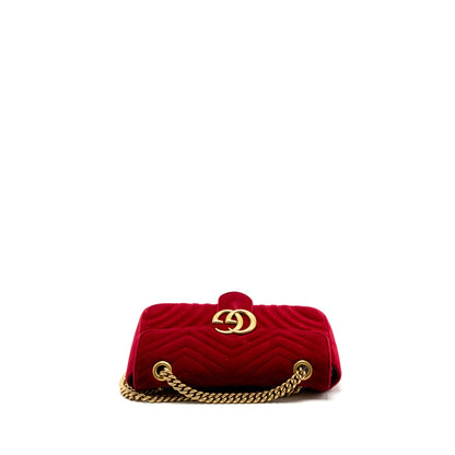 Gucci Small GG Marmont Bag Velvet Red Brushed