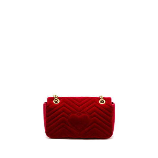 Gucci Small GG Marmont Bag Velvet Red Brushed
