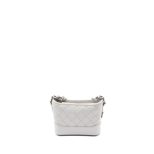 Chanel Small Gabrielle Hobo Bag Aged Calfskin Light Grey