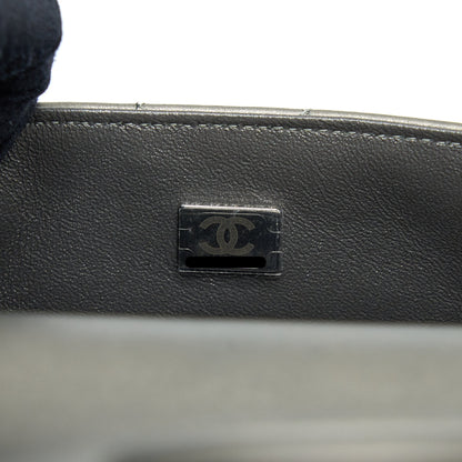 Chanel 21B Mini Rectangular Flap Bag Calfskin Metallic Silver with Shiny Ruthenium Hardware (Microchip)