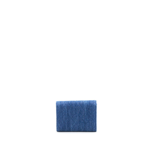 Chanel Flap Card Holder Camellia Denim Blue