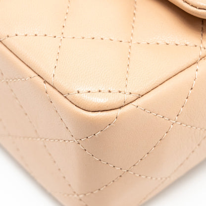 Chanel Mini Rectangular Flap Bag Lambskin Light Beige L (microchip)