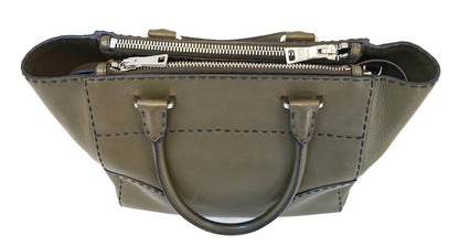 PRADA City Calf Leather Medium Topstitched Twin-Pocket Tote Bag