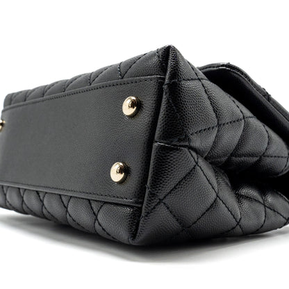 Chanel Small Coco Handle with Lizard Embossed Handle Caviar Black L