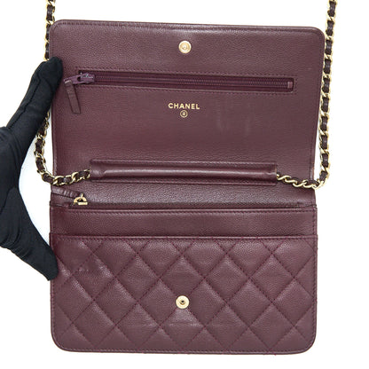 Chanel Boy Wallet on Chain Caviar Burgundy