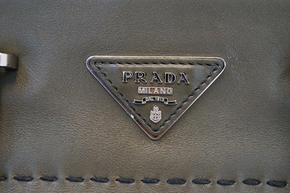 PRADA City Calf Leather Medium Topstitched Twin-Pocket Tote Bag