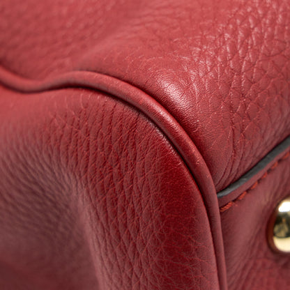 Gucci Crossbody Tote Bag Bamboo Handle Calfskin Red L