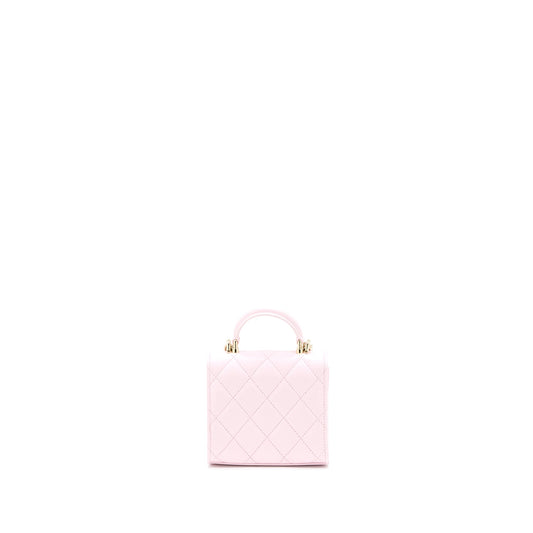 Chanel Top Handle Mini Flap Bag with Chain Lambskin Light Pink L