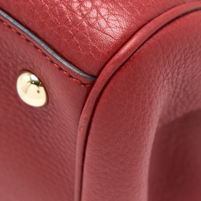 Gucci Crossbody Tote Bag Bamboo Handle Calfskin Red L