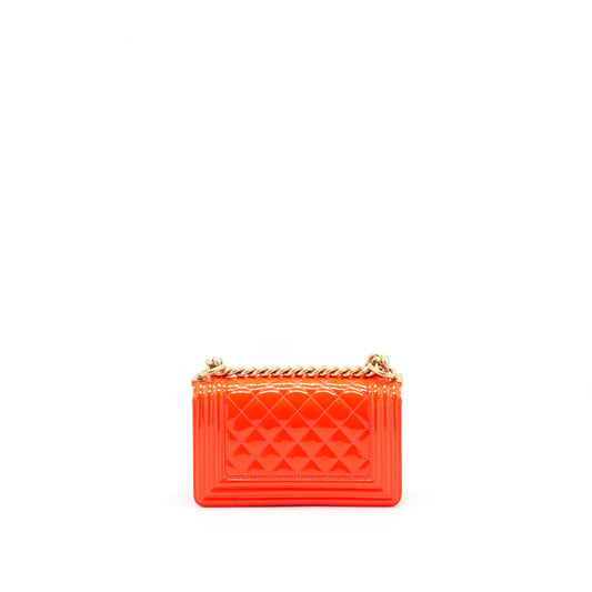 Chanel Small Boy Bag patent leather Bright Orange