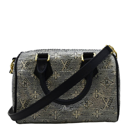 LOUIS VUITTON Speedy 20 Bandouliere Monogram Jacquard Canvas Satchel Bag Blue