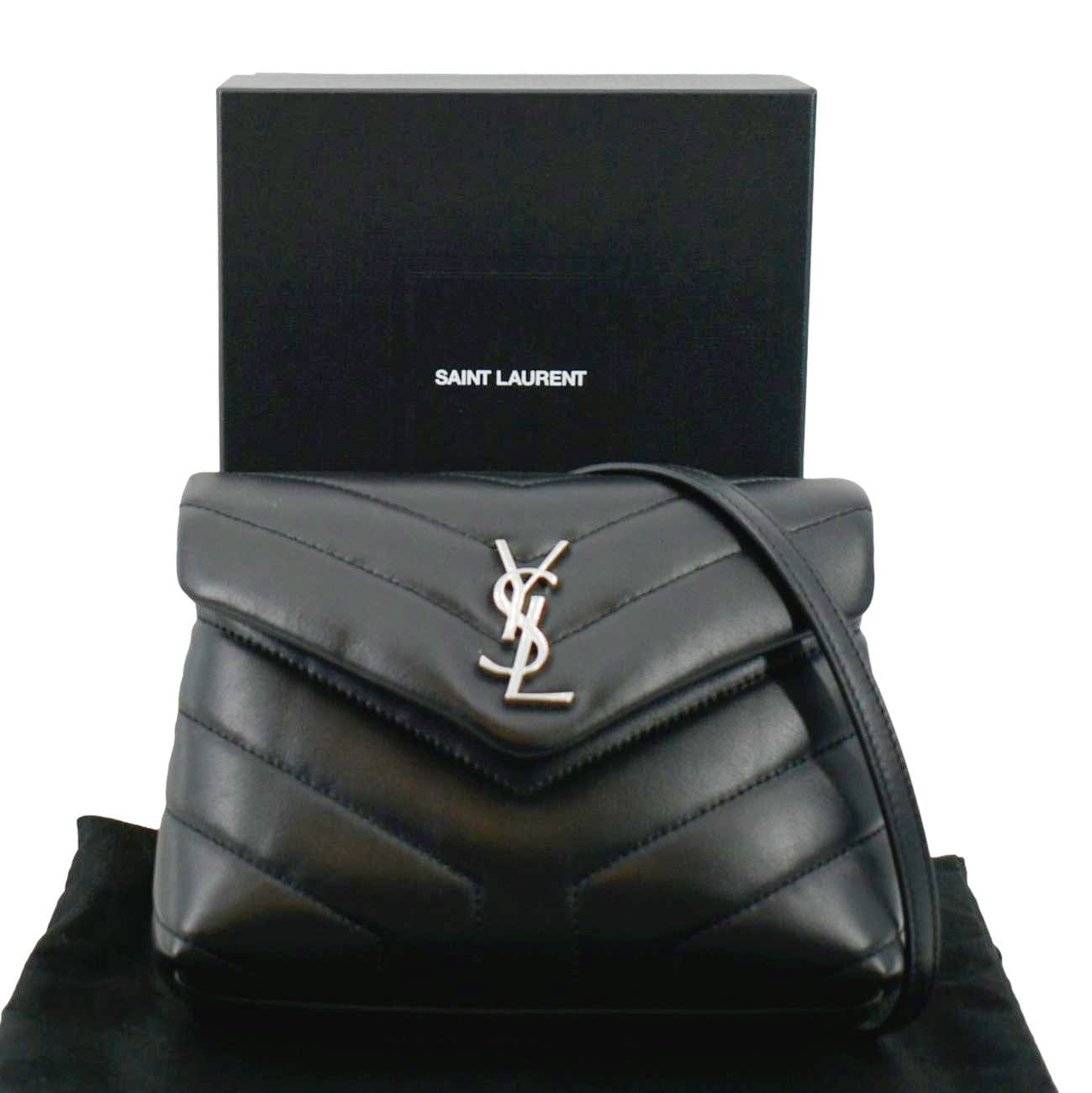 YVES SAINT LAURENT Loulou Toy Quilted Leather Crossbody Bag Black