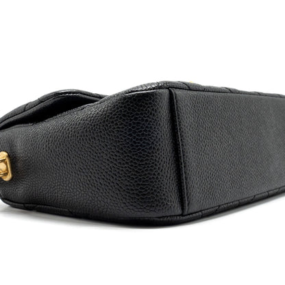 Chanel 21A Detailed Chains Flap Bag Caviar Black  (Microchip)