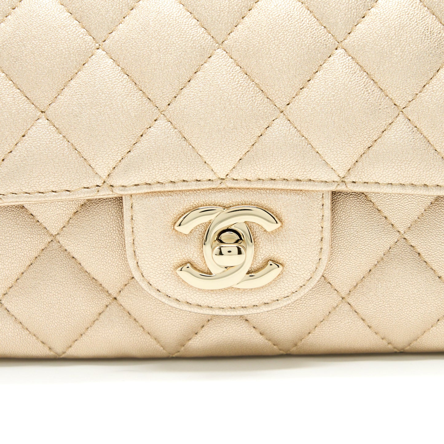 Chanel 21P Mini Rectangular Flap Bag Grained Lambskin Gold L