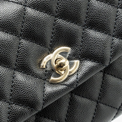 Chanel Small Coco Handle with Lizard Embossed Handle Caviar Black L