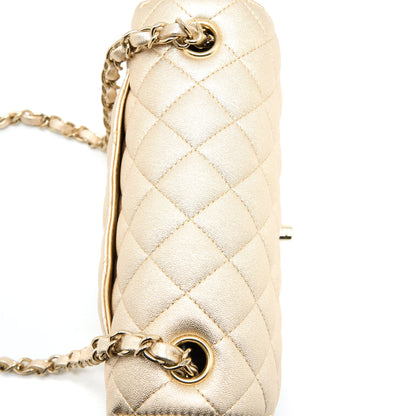 Chanel 21P Mini Rectangular Flap Bag Grained Lambskin Gold L