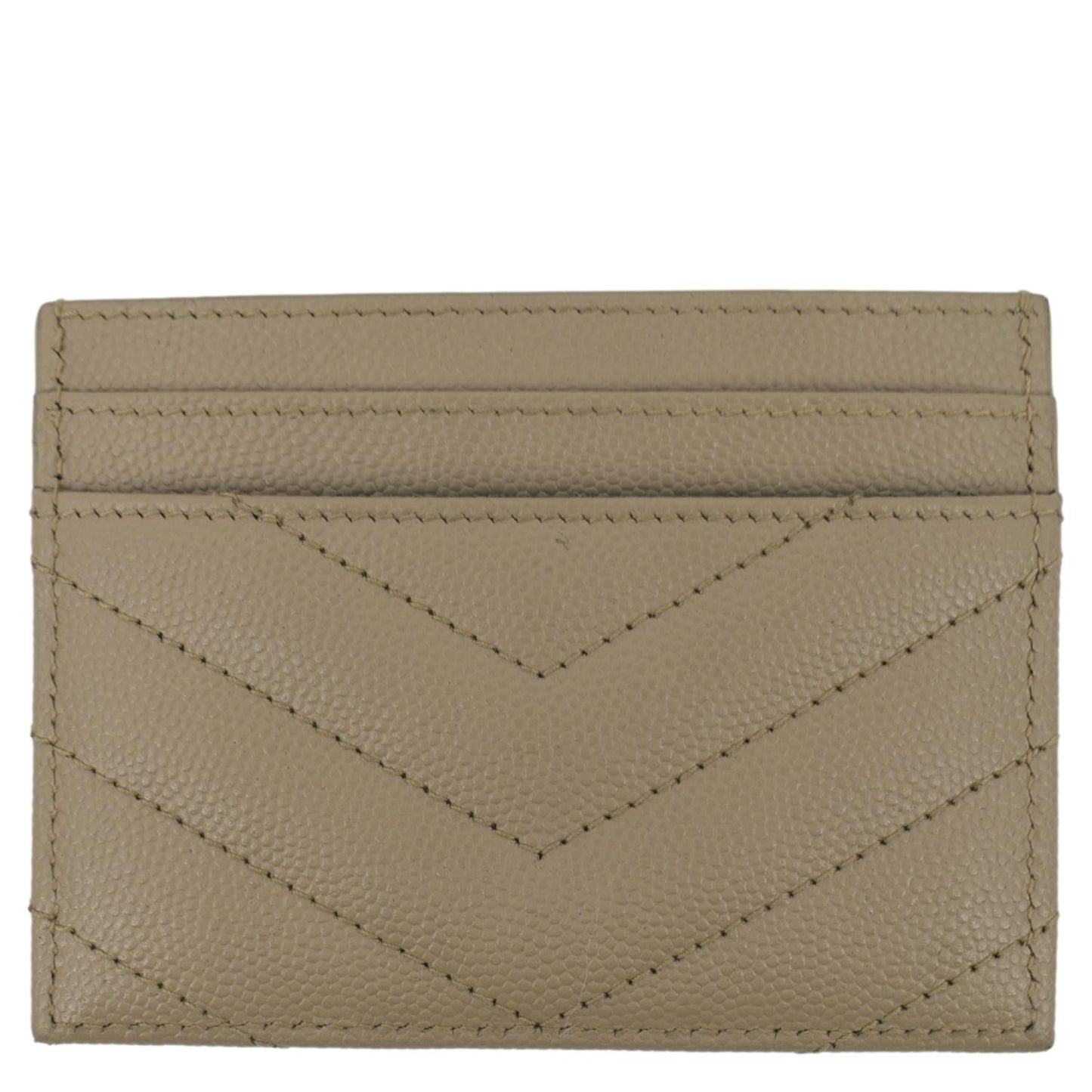 YVES SAINT LAURENT Monogram Grain Leather Card Case Beige