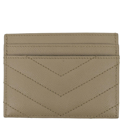 YVES SAINT LAURENT Monogram Grain Leather Card Case Beige
