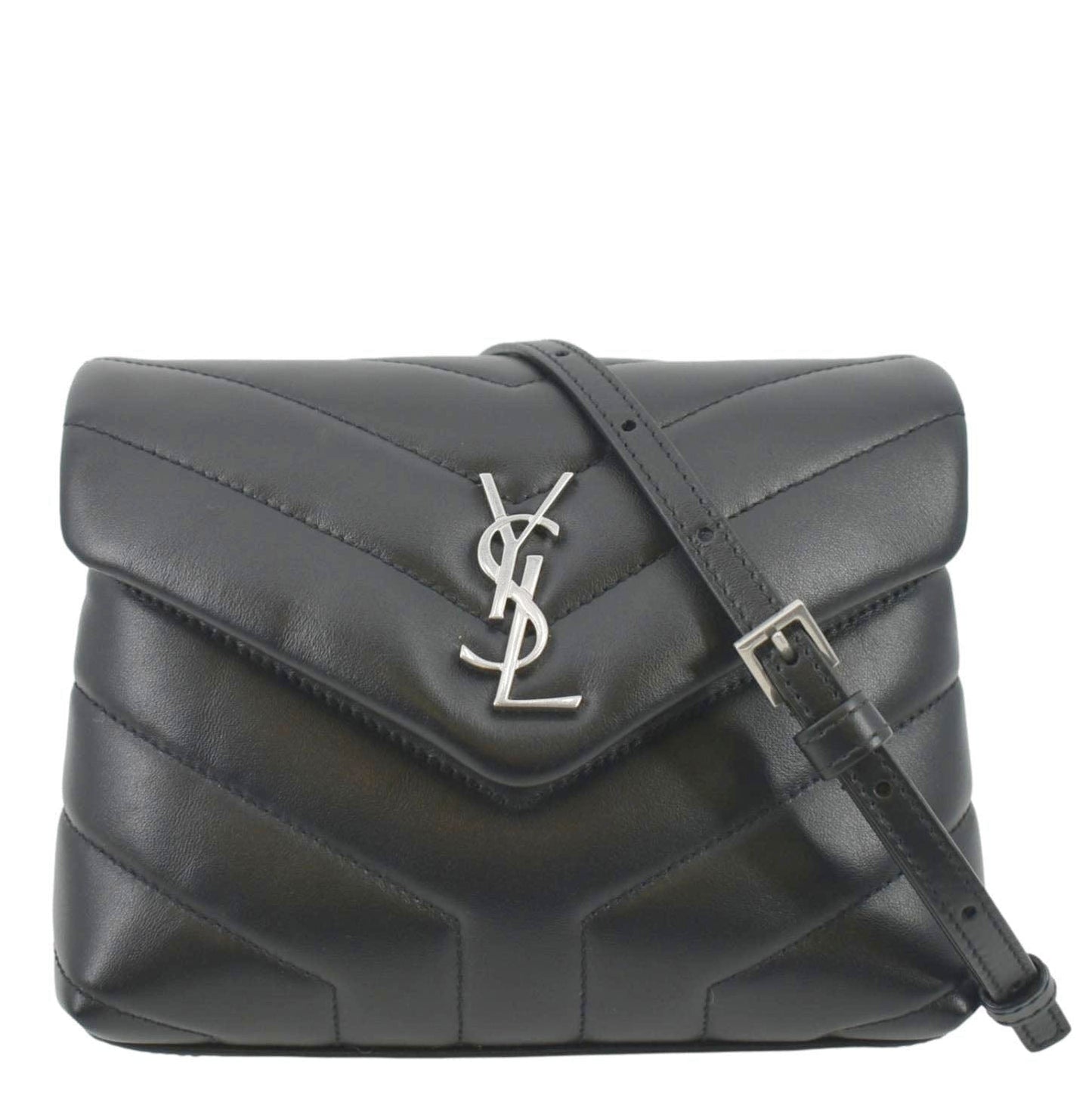 YVES SAINT LAURENT Loulou Toy Quilted Leather Crossbody Bag Black