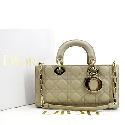 CHRISTIAN DIOR Lady D-Joy Medium Cannage Lambskin Chain Shoulder Bag Sand