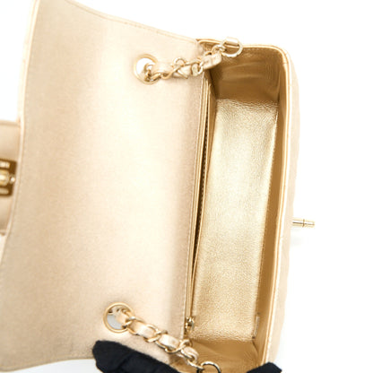 Chanel 21P Mini Rectangular Flap Bag Grained Lambskin Gold L