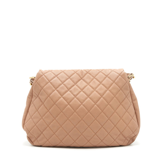 Chanel Round Flap Bag Caviar Dark Beige
