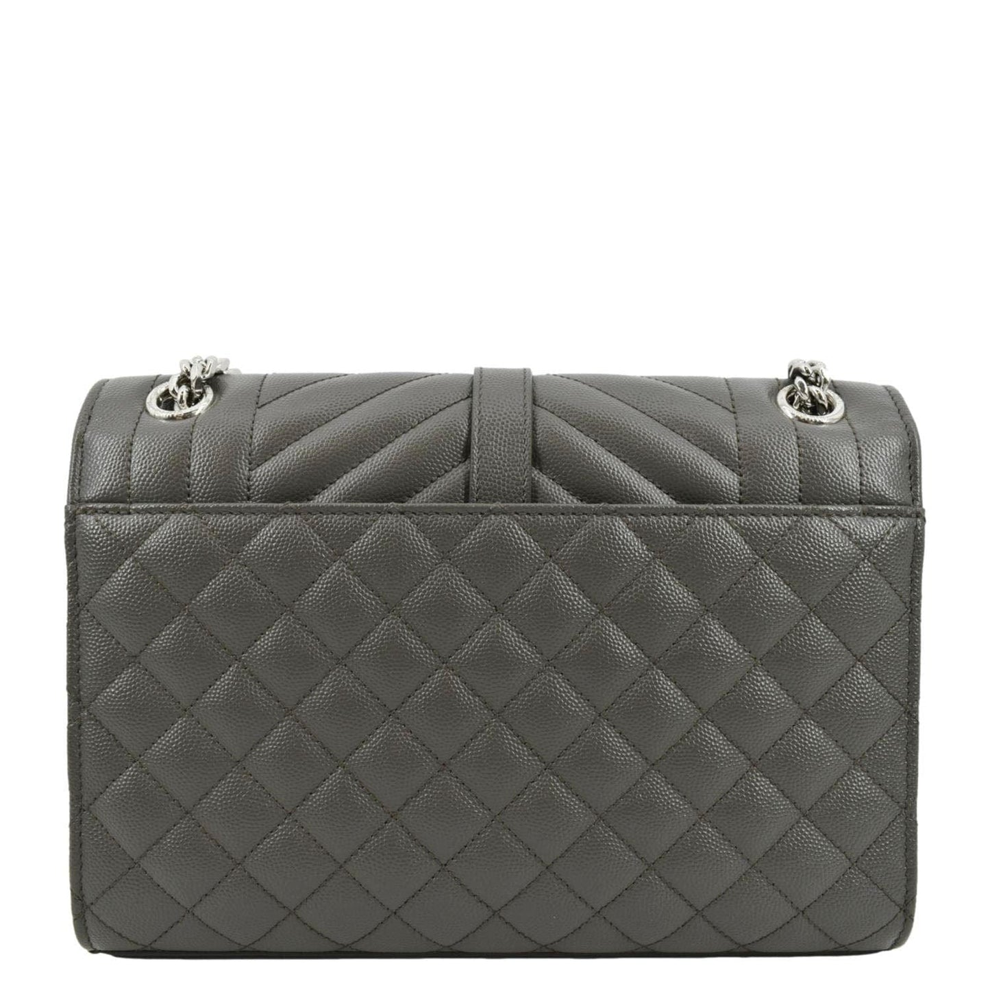 YVES SAINT LAURENT Envelope Chain Medium Mix Matelassé Leather Crossbody Bag Grey