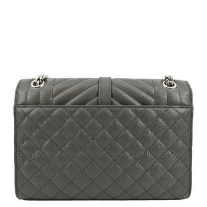 YVES SAINT LAURENT Envelope Chain Medium Mix Matelassé Leather Crossbody Bag Grey