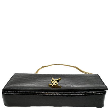YVES SAINT LAURENT Kate 99 Embossed Alligator Leather Chain Shoulder Bag Black