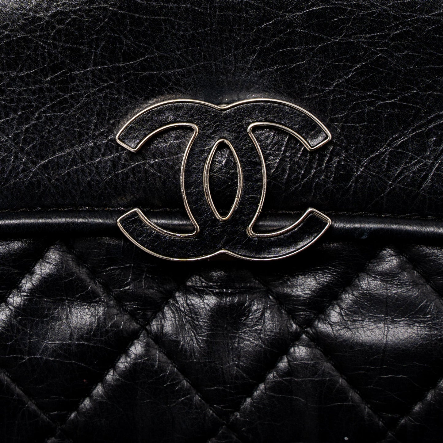Chanel Giant CC Logo Bag Calfskin Navy