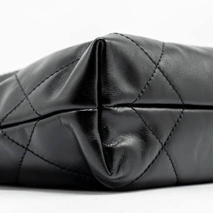 Chanel Mini 22 Bag Shiny Calfskin Black  (microchip)