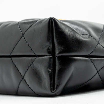 Chanel Mini 22 Bag Shiny Calfskin Black  (microchip)