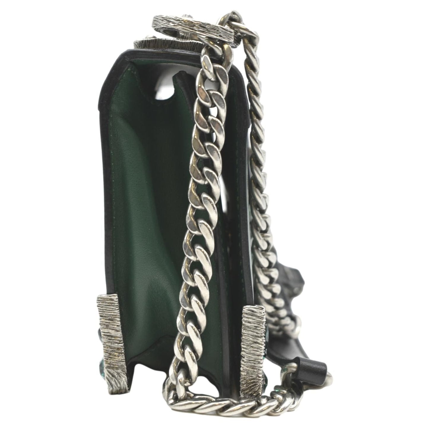 PRADA Cahier Swarovski Crystals Leather Shoulder Bag Green