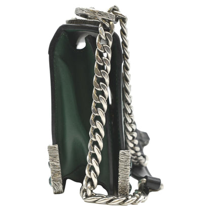 PRADA Cahier Swarovski Crystals Leather Shoulder Bag Green