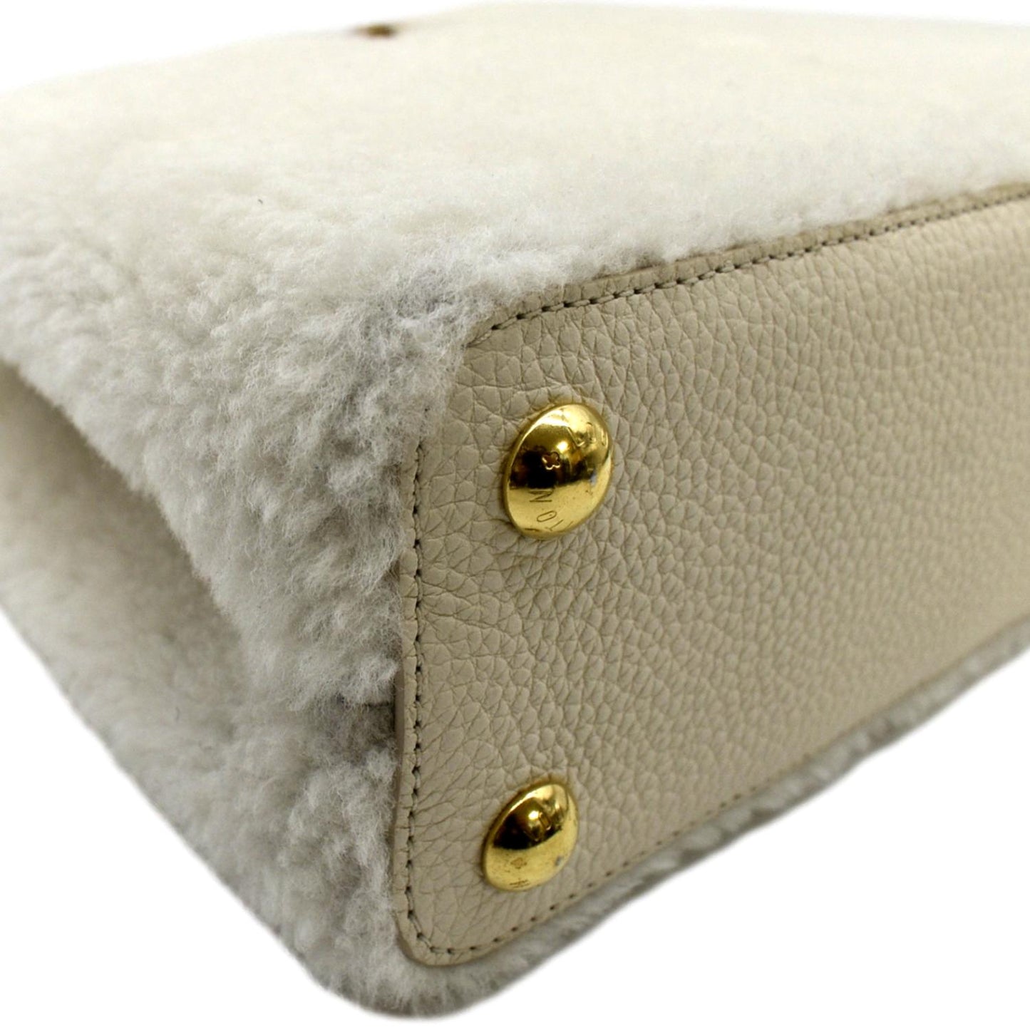 LOUIS VUITTON Capucine PM Teddy Fleece Top Handle Shoulder Bag White